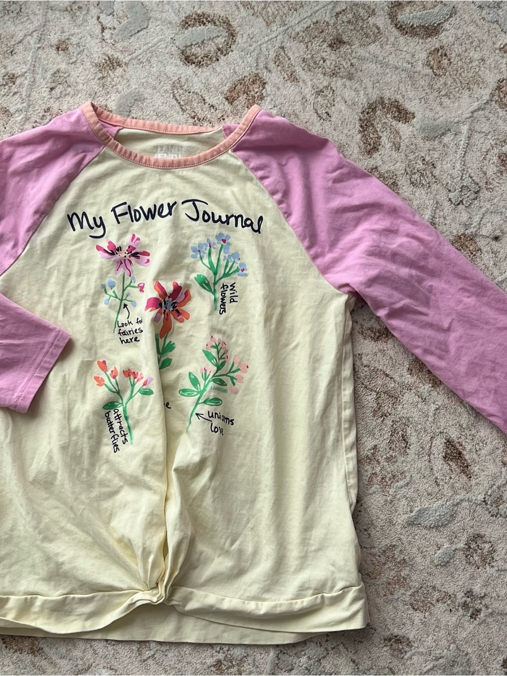 Botanical Flower Lands’ End “My Flower Journal” Graphic Print Quarter Sleeve Tee